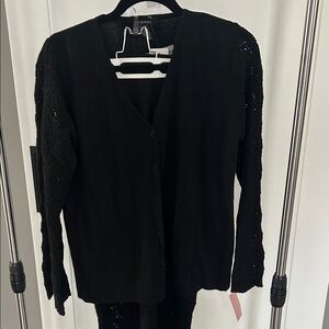 Black Knit Cardigan and matching skirt